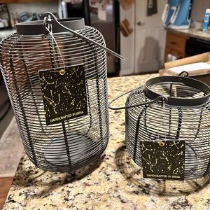 Tall Grey Wire Candle Holder